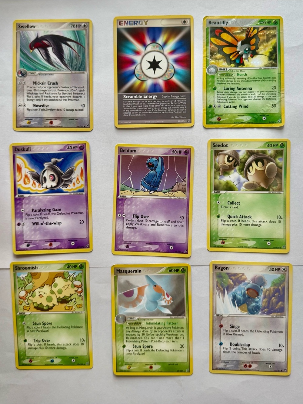 Pokemon EX Deoxys Lot 9 Scramble Energy Beautifly Holo DM Shroomish (8 LP 1 DM⁠)
